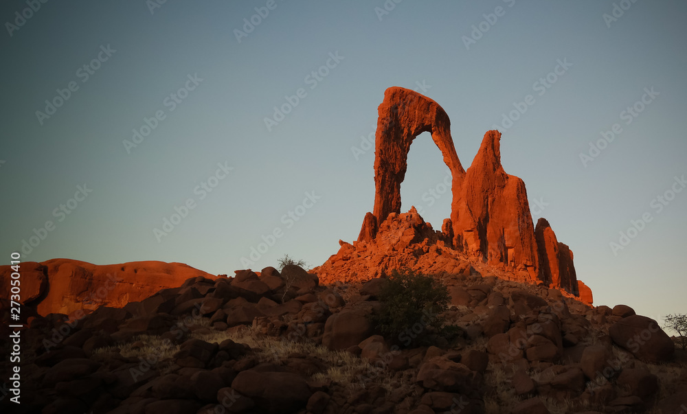 Abstract Rock formation at plateau Ennedi aka window arch in Chad