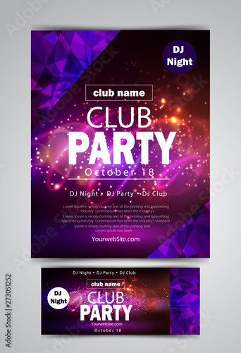 party flyer poster. Futuristic club flyer design template