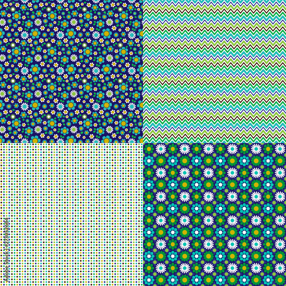 seamless floral and polka dot patterns seamless floral and polka dot patterns