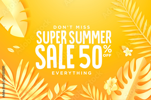 Summer sale. Web banner template design. Concept for website design, advertising, social media banner, ads, sale promotion, poster, marketing material.