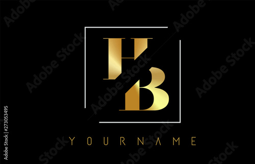 HB Golden Letter Logo with Cutted and Intersected Design