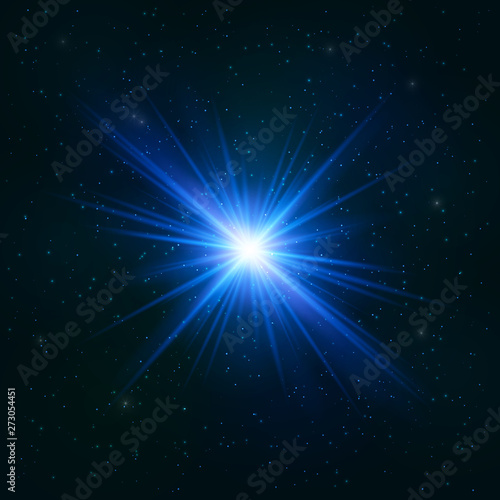 Fototapeta Naklejka Na Ścianę i Meble -  Glowing Realistic Blue star - Stylized Object.