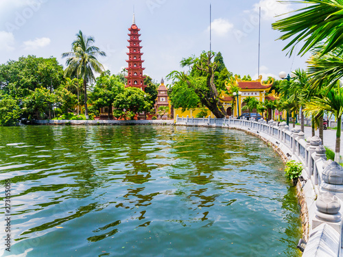 Panoramic view of Tran Quoc Pagoda, the oldest temple in Hanoi, Vietnam photo