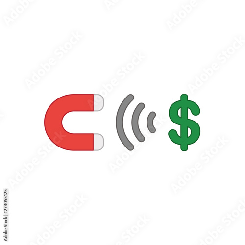 Vector icon concept of magnet attracting dollar symbol.