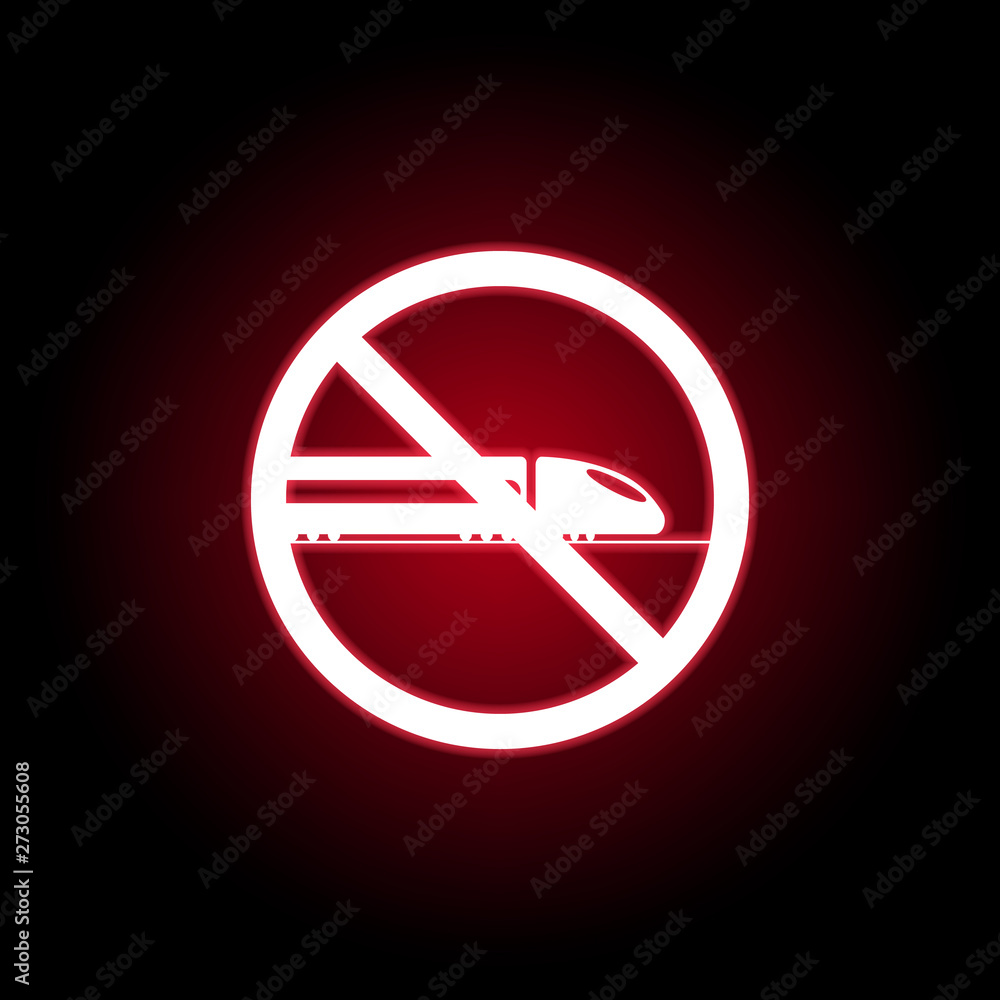 Forbidden train icon in red neon style. can be used for web, logo, mobile app, UI, UX Forbidden train icon in red neon style. can be used for web, logo, mobile app, UI, UX