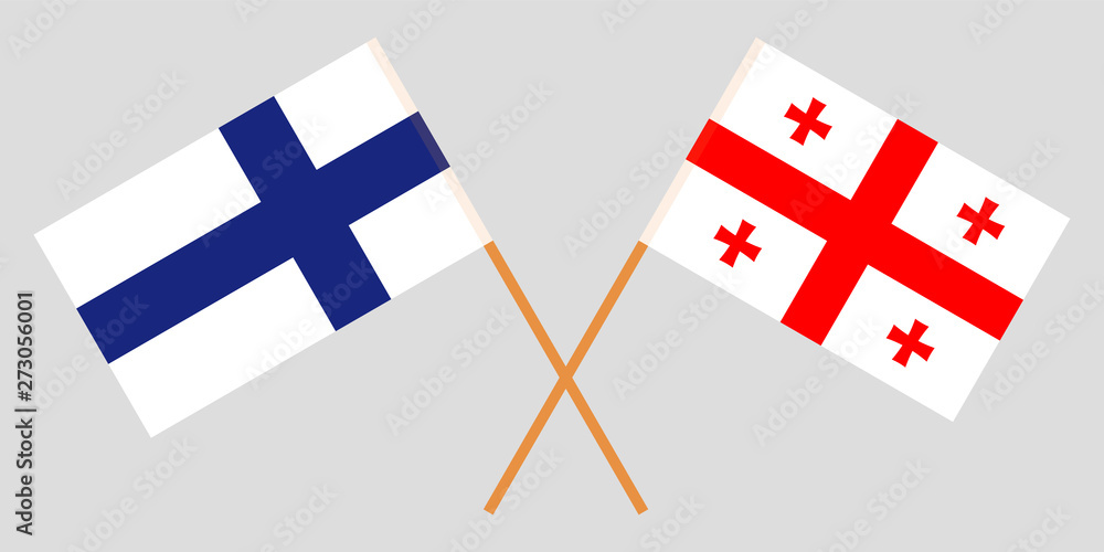 Georgia and Finland. Crossed Georgian and Finnish flags