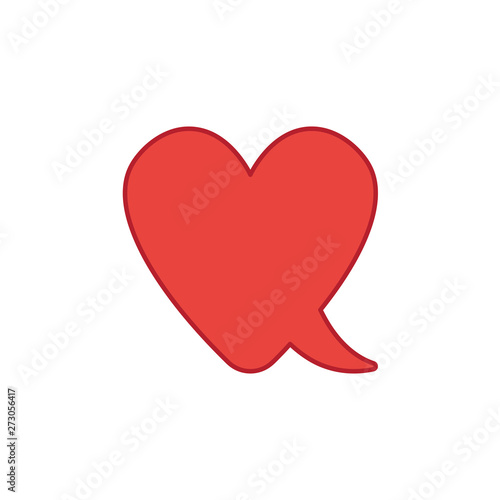 Vector icon concept of heart-shaped speech bubble.