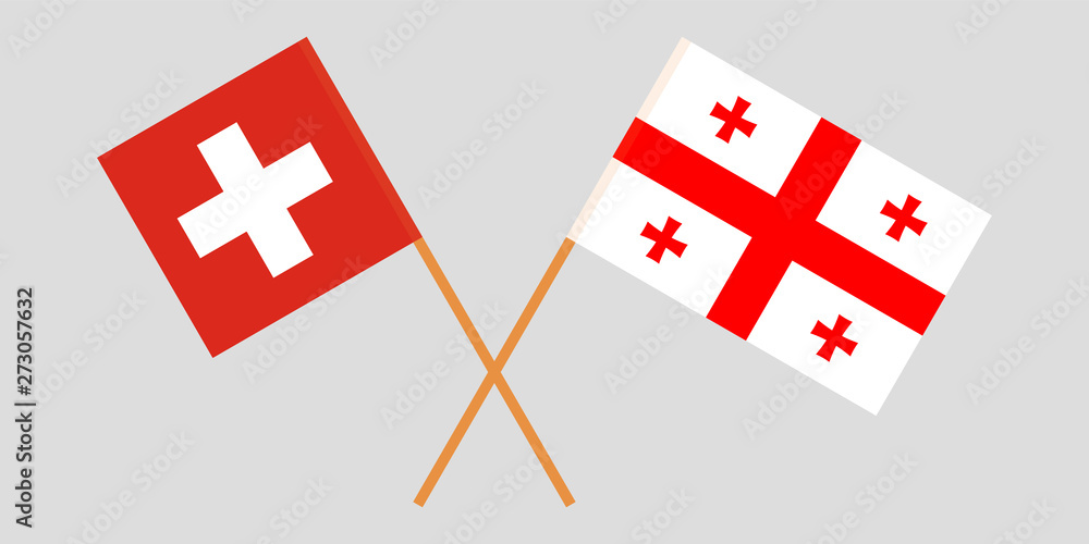 Georgia and Switzerland. Crossed Georgian and Swiss flags