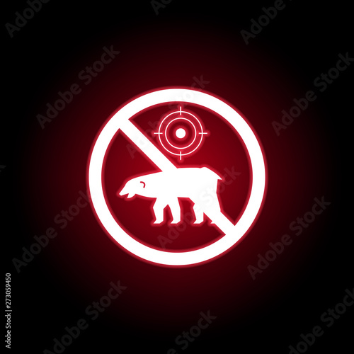 Forbidden hunting beer icon in red neon style. can be used for web, logo, mobile app, UI, UX