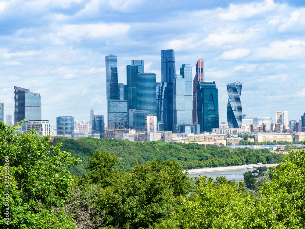 towers of Moscow-city district on Moskva riverbank towers of Moscow-city district on Moskva riverbank