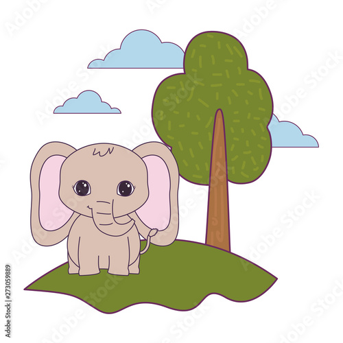 cute elephant animal in landscape