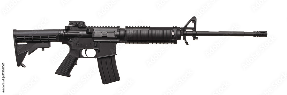 Modern automatic rifle isolated on white Modern automatic rifle isolated on white