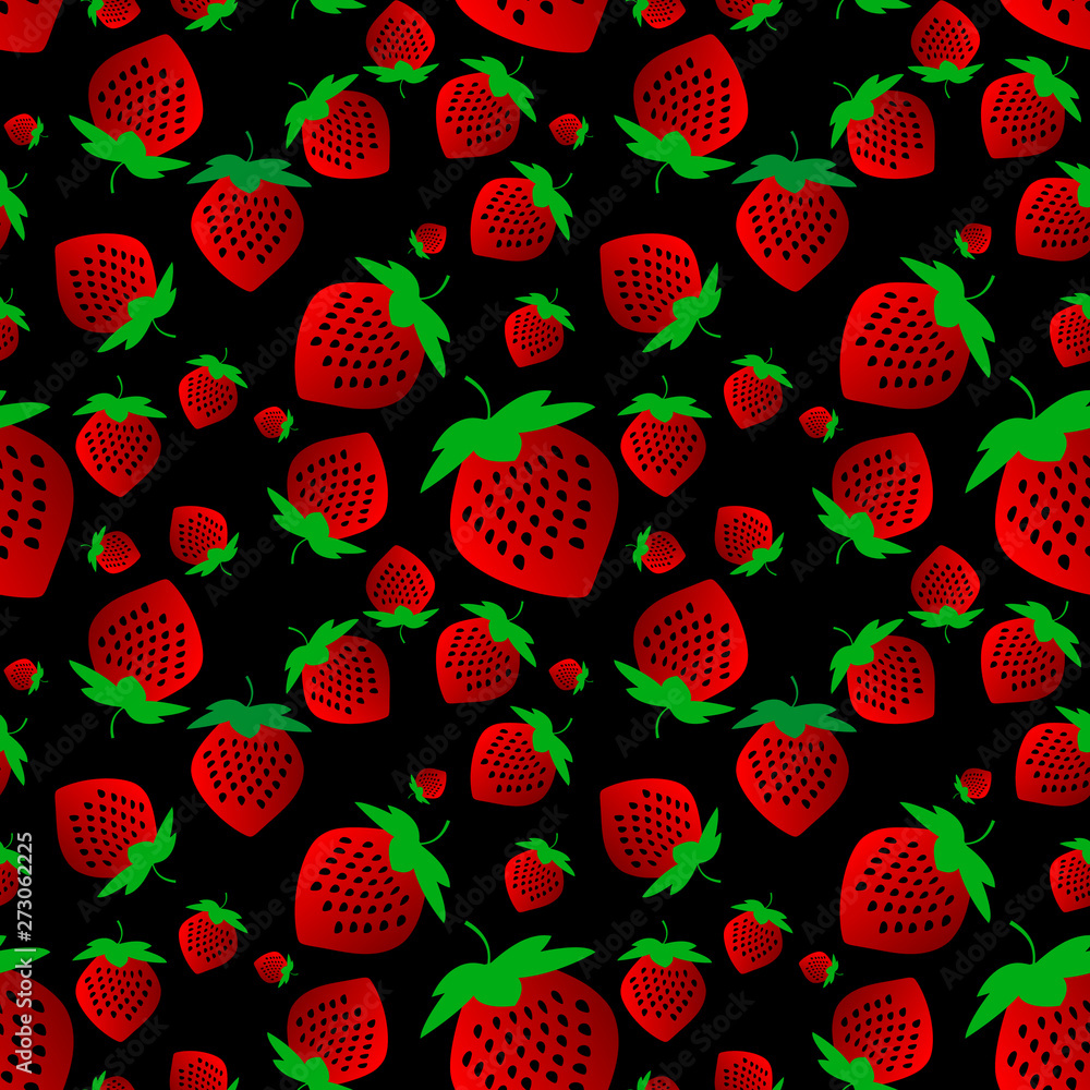 Seamless pattern. red strawberry on a black background. Vector illustration Seamless pattern. red strawberry on a black background. Vector illustration