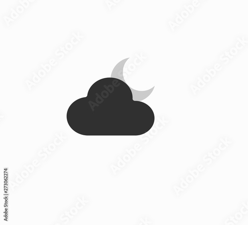 Flat design web weather forecast icons. Cloud and moon isolated on white background. Web icon for smartphone and website