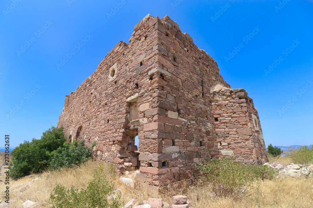 Ruins of the Saint Matrone Church at Ildiri (Erythrai) of Cesme, Turkey. At the time photo w