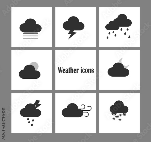 Weather symbols vector isolated set. Weather forecast - vector set for smartphone or website