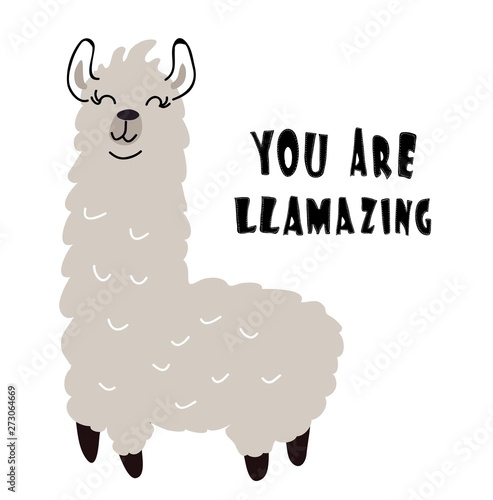 cute llama print. childish vector illustration for kids t shirt,clothes