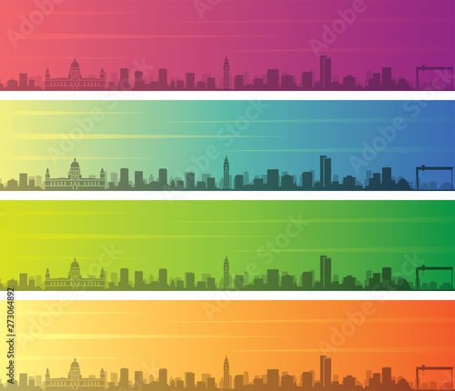 Fotografia Belfast Multiple Color Gradient Skyline Banner