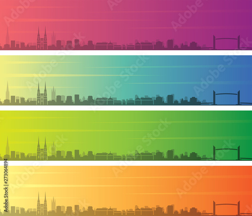 Bordeaux Multiple Color Gradient Skyline Banner