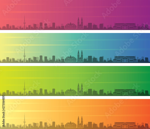 Bremen Multiple Color Gradient Skyline Banner