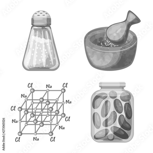 Isolated object of salt  and food icon. Set of salt  and mineral  vector icon for stock.
