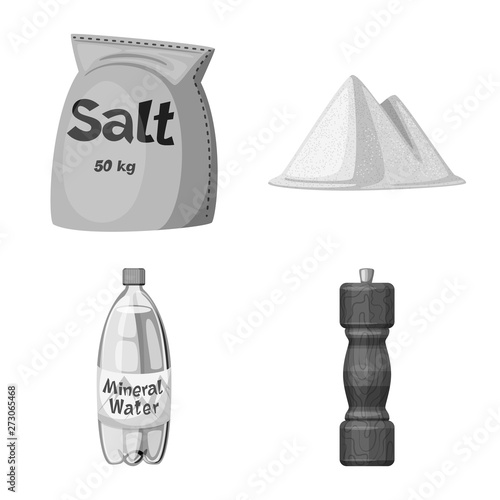 Isolated object of salt  and food sign. Set of salt  and mineral  stock vector illustration.