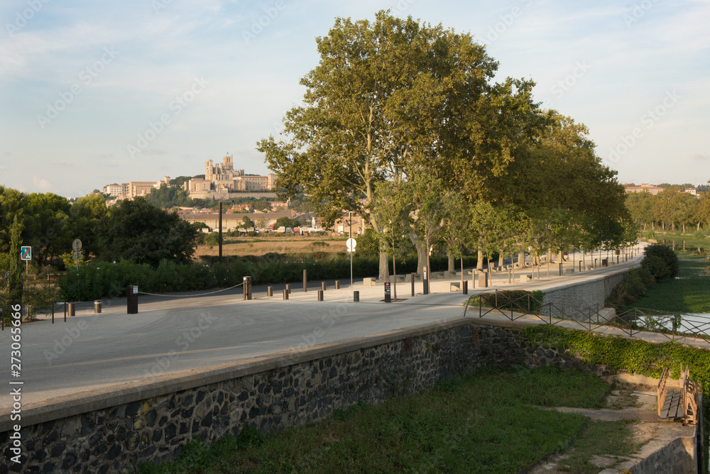 View of  the city of Beziers, in the South of France, from the Neuf Ecluses de Fonserannes (Nine Locks of Fonserannes)