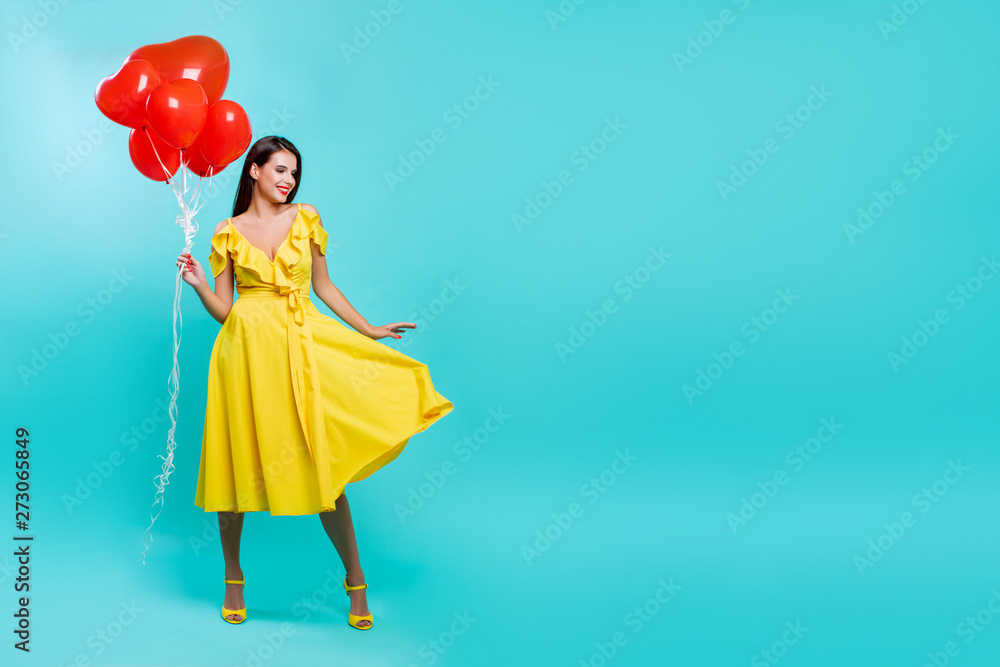 Girl with balloon . colored background Girl with balloon . colored background