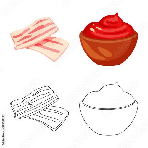 Vector illustration of taste and product symbol. Set of taste and cooking vector icon for stock.