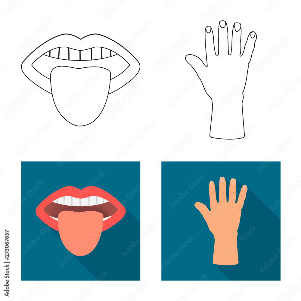 Vector illustration of body and part icon. Set of body and anatomy stock vector illustration.