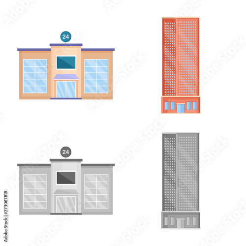Vector illustration of municipal and center symbol. Collection of municipal and estate   vector icon for stock.