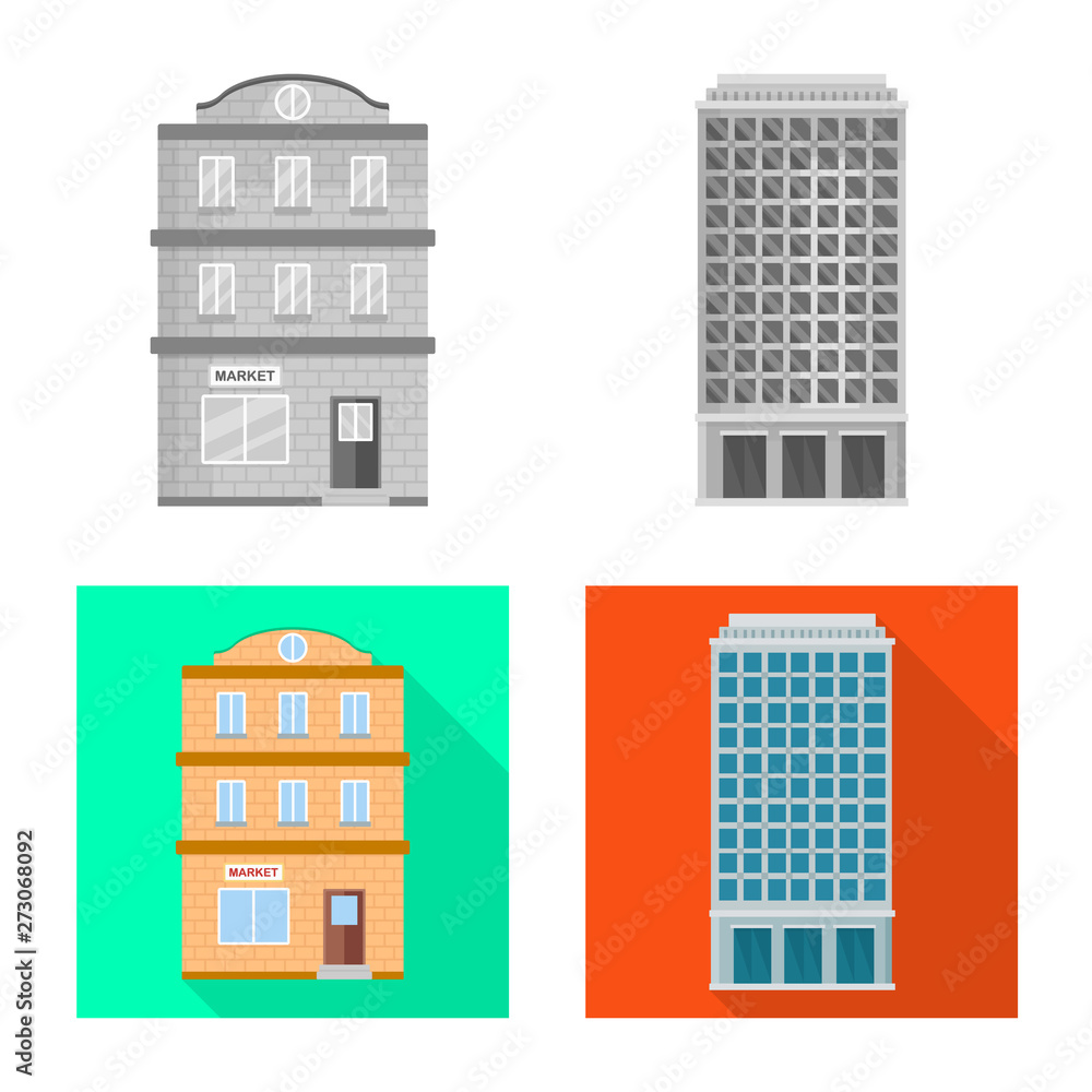 Vector design of municipal and center icon. Set of municipal and estate stock vector illustration. Vector design of municipal and center icon. Set of municipal and estate stock vector illustration.