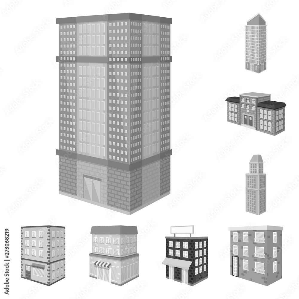 Vector illustration of realty and modern sign. Set of realty and building vector icon for stock.
