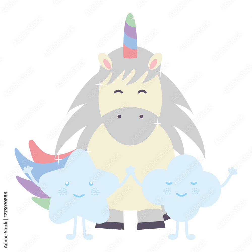 cute adorable unicorn and clouds kawaii fairy characters cute adorable unicorn and clouds kawaii fairy characters