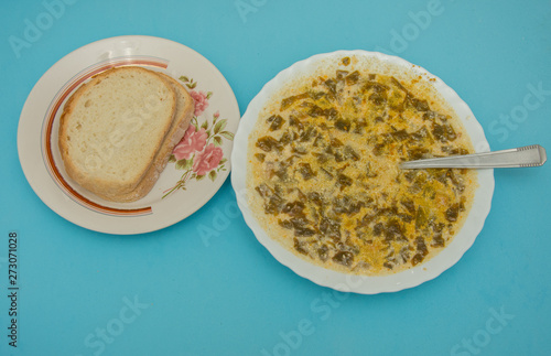  Chicken soup,salad soup traditional in Romania,supa de  salate photo