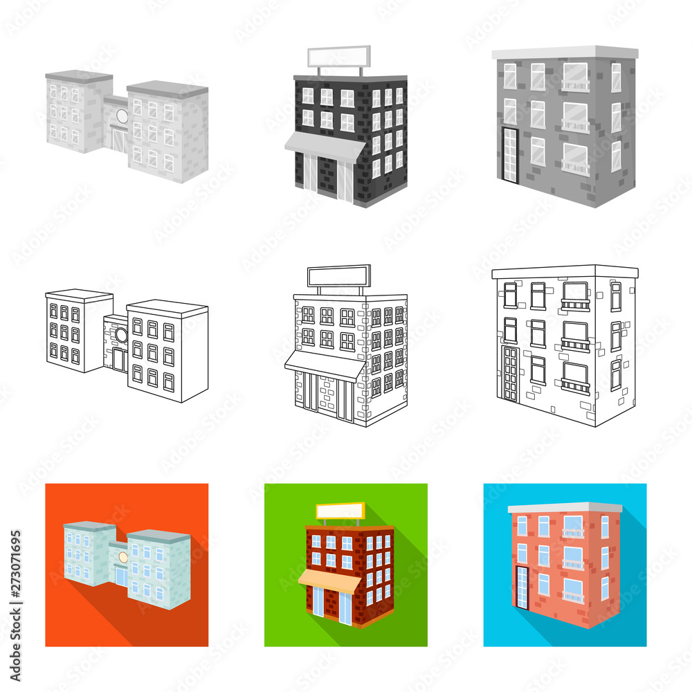 Vector illustration of construction and building symbol. Collection of construction and estate stock vector illustration.