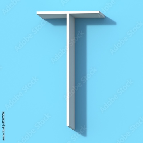 Line font with shadow Letter T 3D