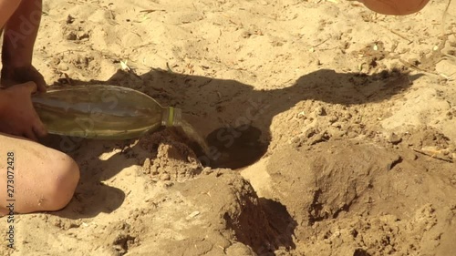 Children build from sand and water