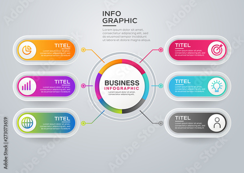 Modern Infographic template design. Business concept with 6 options, steps or processes