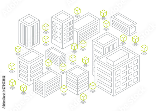 Isometric city line concept