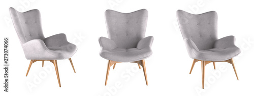 Obraz na plátně Modern grey armchair set isolated on white background