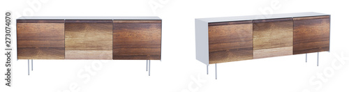 Vintage sideboard isolated on white background with clipping path included. 3D render image.