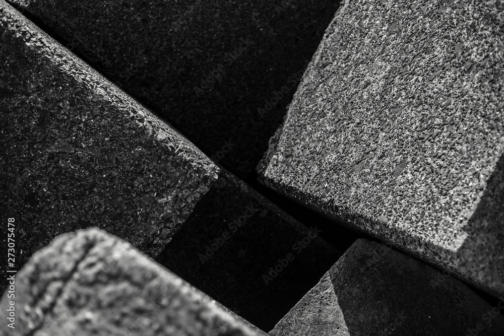 Black and white abstract background of stone square