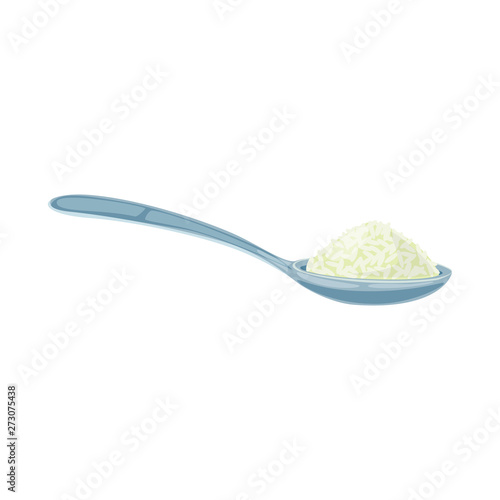 Vector illustration of spoon and rice sign. Collection of spoon and grain    stock vector illustration.