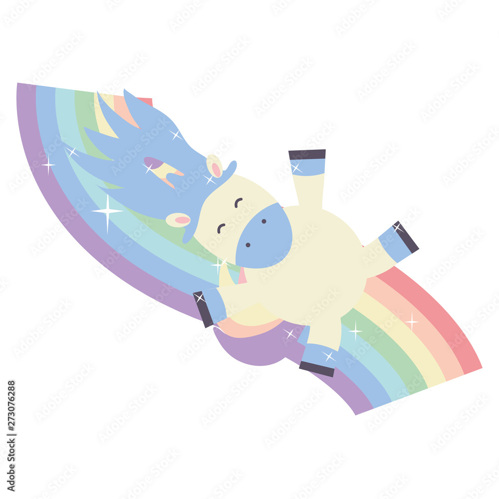 cute adorable unicorn and rainbow