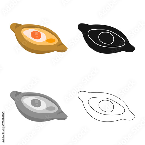 Vector illustration of khachapuri and pastry logo. Set of khachapuri and cuisine vector icon for stock.