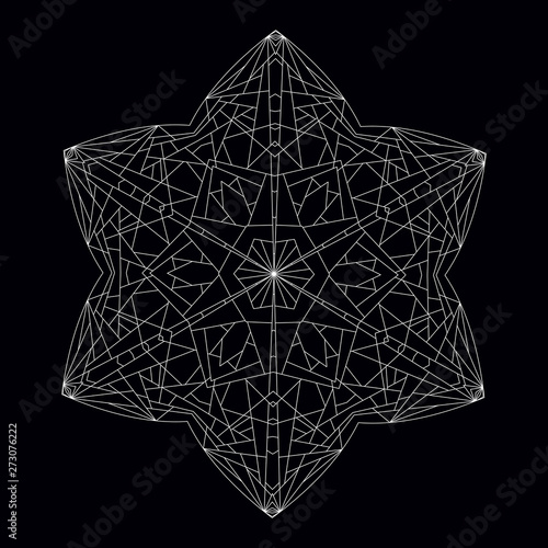 Hexagonal  Star. Geometric Contour Figure Polyhedron.