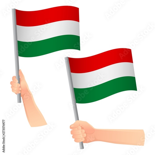 Hungary flag in hand icon