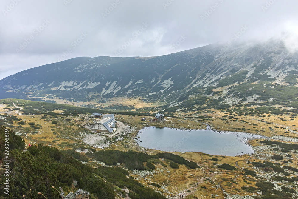 Landscape with fog over Musalenski lakes,  Rila mountain, Bulgaria