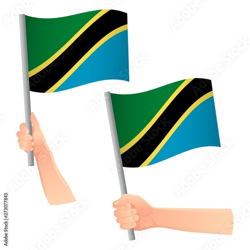 Tanzania flag in hand icon